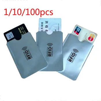 1/10/100Pcs de Alumínio ID de Cartão de Banco, Caso a Proteção de Metal 9.6*6cm Anti Rfid Carteira de Bloqueio de Bloqueio de Leitor de Cartão de Banco, Titular
