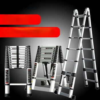 1.4 M De Liga De Alumínio Escada Telescópica De Escada Reta Família Escada Retrátil Engrossado Multifuncional Elevador De Escadas