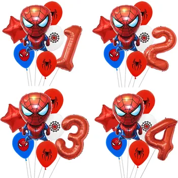 1 Conjunto de Marvel homem-Aranha Número de Balões Folha de Crianças 1 2 3 4 5 6 7 8 9 Anos de Aniversário, Decoração para uma Festa de Dia das Crianças Presentes Globos de Ar