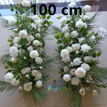 100 cm de festa de casamento, decoração de fundo estrada de levar flor linha de flores artificiais arranjo de mesa flor de bola
