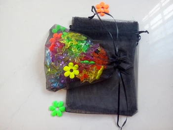 1000pcs 13*18 de presente preta sacos para jóias/casamento/natal/aniversário de Organza Bolsas com alças de Embalagens de Fios saco
