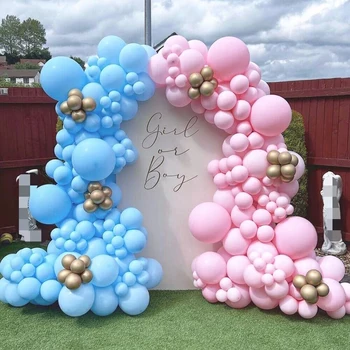 102Pcs de Gênero Revelam Balão Garland Arco Kit de Menino ou Menina Chuveiro de Bebê Balão Azul cor-de-Rosa de Ouro, Bola de Festa de Aniversário de Casamento Decoração