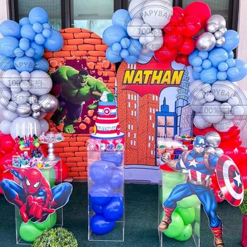 124pcs Marvel homem-Aranha Balões Folha Garland Arco Kit Festa de Aniversário de Decoração Balões De 32