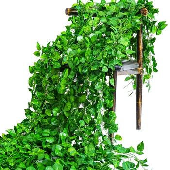 12PCS/Set 2.1 M Artificial Ivy Simulação de Cana-de-Hera Trepadeira Folhagem de Decoração de Casa de Plástico de Rattan de seqüência de caracteres de Parede Decoração Plantas Artificiais