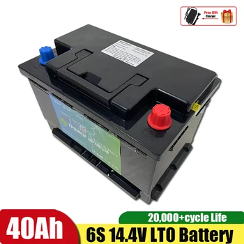 14,4 V 12V 40Ah LTO bateria de Lítio, o Titanato de Bateria com 6S BMS Solar Barco Solar de Alimentação de Backup Scooter RV+Carregador