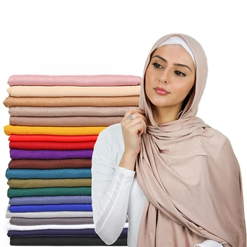 170cmx60cm Moda Modal de Algodão Jersey Hijab Cachecol Longo Muçulmano Xale Simples Macio Turbante Empate Envoltórios de Cabeça Para as Mulheres da África Cabeça
