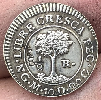 1824 América Central, República 1/2 Real moedas de 16mm