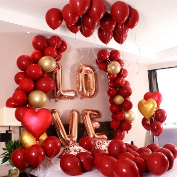 18inch Metalizado Coração Vermelho Rubi, Ágata Vermelho Balões de Casamento de Fundo, Decoração de Quarto Carta de Amor Balão de são Valentim Decoração