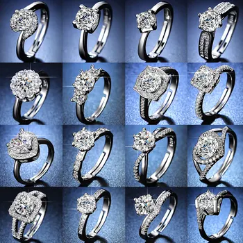 1PC Abertura Regulável Anéis Cúbicos de Zircônia Encantos de Noiva Anéis de Noivado em Ouro Branco Anel de Cor para as Mulheres 