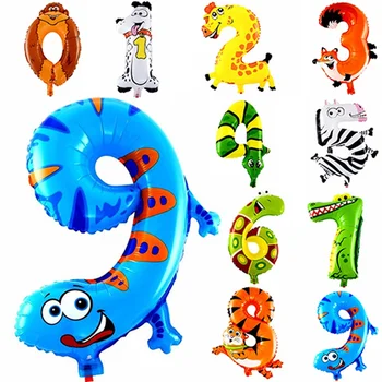 1pc Animais dos desenhos animados da Folha de Balões Números de Hélio Infláveis, Balões de Ar Criança Feliz Festa de Aniversário, Festa de Casamento Decoração