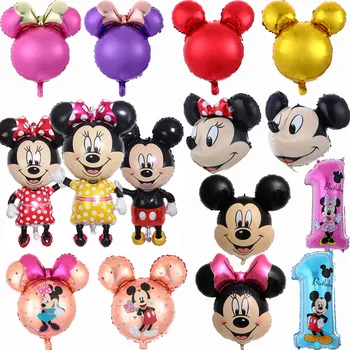 1pc Disney papel-Alumínio Balões de Grande Rato de Minnie do Mickey de Cabeça de Hélio Globo Chuveiro de Bebê Garoto 1º Aniversário Tema da Decoração do Partido