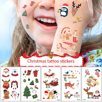 1PCS desenhos animados de Natal Temporária Fake Tattoo Adesivos Espírito de Papai Noel as Crianças da Tatuagem para a Criança Elementos de Inverno Impermeável Presentes