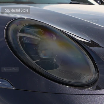 2 Pcs Farol do Carro Película Protetora Frontal Transparente Luz TPU Adesivo Para o Porsche 911 992 2019-2021-2020-2022 Acessórios