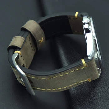 20 22 24 26 milímetros de espessura homem de couro Genuíno bracelete pulseira fashion de alta qualidade pulseira de relógios de pulso, faixa cinza watchstraps