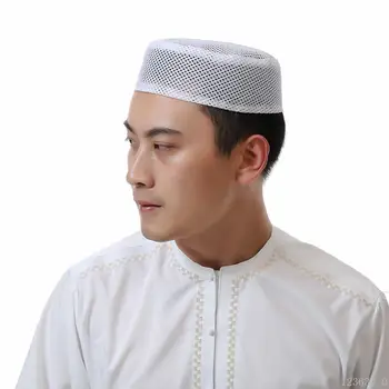 2022 Verão Muçulmano Homens De Chapéu De Algodão Preto Branco De Malha Oração Chapéus Árabe Islâmica Turbante Caps Musulman Homme Hijab Bonnet Indiano Caps 0