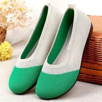 2022 Verão Respirável Malha Soft Plana Sapatos para Mulheres Elasticidade Casual Sapatos antiderrapantes Tênis Leve Sapatos Mulheres