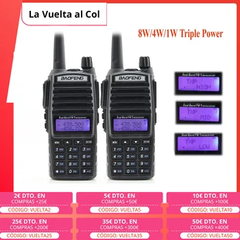 2pcs Baofeng UV-82 8W Com Alto Médio Baixo 8W/4W/1W Triplo Poder Walkie Talkie UV82 10km Longa Faixa de UHF/VHF Duas Vias de Rádio