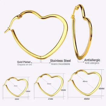 3 Pares de Cores Misturadas Forma de Coração Brincos de Conjunto para as Mulheres de Aço Inoxidável de Ouro Rose Cor do Ouro Jóias por Atacado
