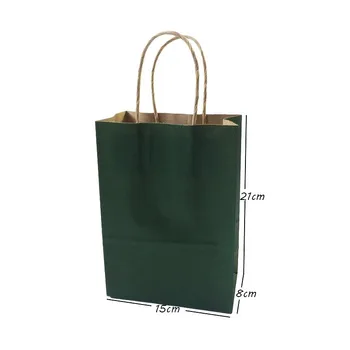 40PCS/monte Multifunções cor verde-escuro saco de papel com alças 21X15X8CM Festival de presente, saco de compras, sacos de papel kraft
