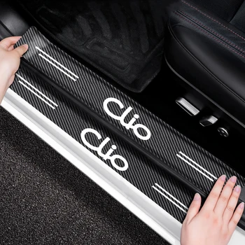 4Pcs de Fibra de Carbono Adesivos Para Renault Clio 5 V 2022 2021 2020 Carro Soleira da Porta da Placa de Cobre Protetor de Decalque Tuning Acessórios