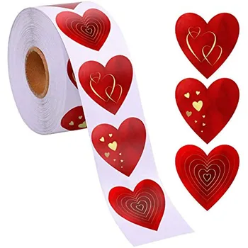 500pcs Forma de Coração Rótulos de Dia dos Namorados de Embalagens de Papel Autocolante Doces Drageias Saco de Embalagem da Caixa de Presente, Saco de Noiva Graças Adesivos