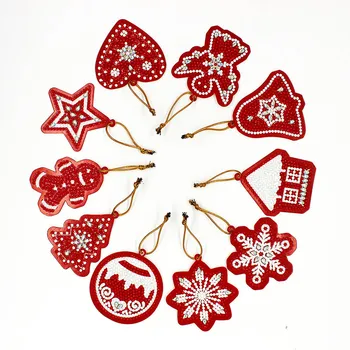 5D DIY Diamante Pintura de Natal Adesivos de 10 Pcs de Envoltório do Presente Etiquetas de Pintar por Números de Cartão de Férias de Arte, Artesanato, Decoração em Mosaico Adesivo