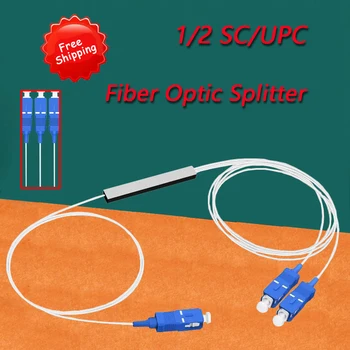 5PCS/muita Fibra Óptica PLC Divisor SC 1 : 2 Mini Tubo de Aço Tipo 1x2 0,9 mm de Fibra de Opitc Divisor SC/UPC Conector Frete Grátis