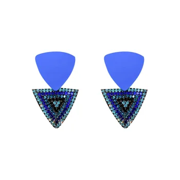 A Europa E A América Nova Personalidade, Moda Grande Triângulo Azul Brincos Para Mulheres Fashion Bijoux De Cristal Instrução Earings