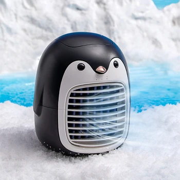 Adorável Pinguim Água do Pulverizador da Névoa Ventilador Mini Condicionador de Ar do Ventilador Recarregável USB Hidratante Umidificador Tranquila Vento mais frio para o Lar