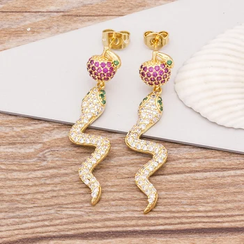 AIBEF Nova Moda da Cor do Ouro Forma da Serpente Brincos de Cristal de rocha Dangle Brincos Para Mulheres Femininas Boho Moda Jóias