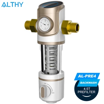 ALTHY PRÉ-4 Toda a Casa de Refluxo, pré-filtro de Rotação para Baixo de Sedimentos do Filtro de Água do Pré-filtro Purificador de 4,5 T/h + Medidor de Água