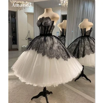 Amanda Elegante Vestido De Bola Mini-Vestido De Baile Black Querida Vestido De Festa De Renda Bordado Curto Vestido De Noite Sexy Vestido De Natal