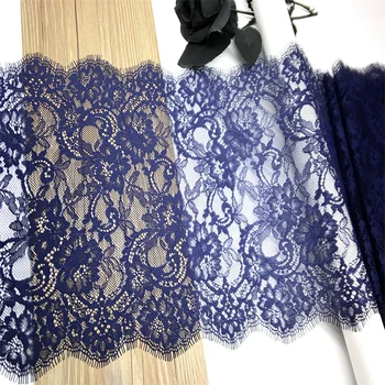 Azul escuro Chantilly Lace Trim Preto nos Cílios Rendas DIY de Lingerie, Acessórios de Costura e Renda francesa para Sutiã Trabalho de Agulha Artesanato
