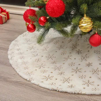 Branco Floco De Neve, Árvore De Natal Saia De Peles Tapete Feliz Ano Novo 2023 Decoração De Árvore De Natal Avental De Enfeite De Natal Noel