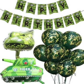 Camuflagem Balões Militares Decoração Para Uma Festa De Camo Tanque De Balões Verdes Do Exército Decorações Balão Banner Menino Festa De Aniversário, Decoração De Globos