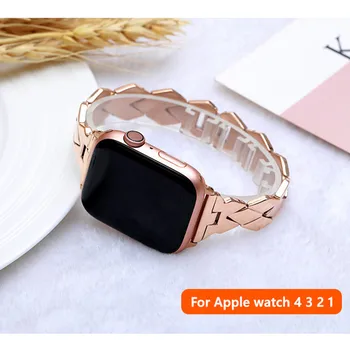 Cinta de Aço inoxidável para a Apple faixa de Relógio de 38mm 42mm 44mm 40mm smartwatch Rhombic Pulseira de Metal iwatch 3 4 5 6 se 7 41 45mm