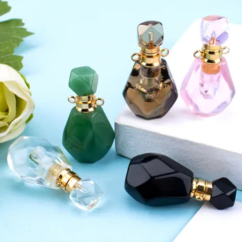 Cristal de Jade Frasco de Perfume, de Vidro Difusor de Aroma Garrafas, Requintado, Pendente de Cinco Cores Rosa, Branco, Marrom, Verde e Preto 0