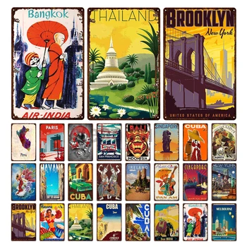Cuba, Irlanda Cidade Vintage Criativo Paisagem Sinal De Metal Estilo Retrô Parede De Metal De Arte Tintin Placa Gasto Decoração De Casa Cartaz