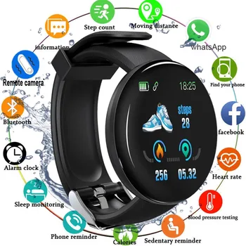 D18 Bluetooth Smart Watch Homens Pressão Arterial Smartwatch Mulheres Impermeável Esporte Frequência Cardíaca De Fitness Tracker Inteligente Relógio Relógios