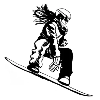 Dawasaru Snowboarder Menina Esporte radical Adesivo de Carro Impermeável, Protetor solar Decalque Laptop da Mala a Auto Decoração de PVC,16cm*15cm