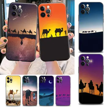 De camelo no Deserto Estrelas, Céu, Sol, Lua Funda Capa de Telefone de Caso para o iPhone da Apple 11 12 13 14 7 8 SE XR X XS 6s Pro Plus Max Coque Caso Para 0