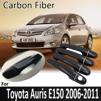 De Fibra de Carbono preto para Toyota Auris Corolla Lâmina E150 2006 2007 2008 2009 2010 2011 Capa maçaneta da Porta Sricker Acessórios do Carro 0