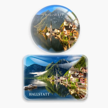 De Hallstatt Áustria Ímã de Geladeira de Viagem do Mundo Lembrança de vidro do Refrigerador Magnético Adesivos de Decoração para Casa dos Turistas presente