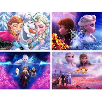 Disney 5D Diamante Pintura Congelado a chegada dos Novos desenhos animados Irmãs Princesa Anna e Elsa Hobby Arte DIY de perfuração Completos de Decoração de Casa de Mosaico