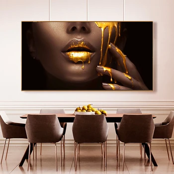 Diy 5D Diamante Pintura de Ouro Lábio Moderno Retrato Mulheres Bordados Grande Mural Decoração Completa Quadrado Redondo RhinestonesZP-3871
