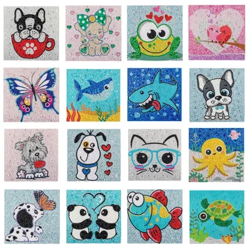 DIY Diamante Pintura do Número de Kits para as Crianças Animais dos desenhos animados do Cão Tartaruga Cristal de Diamante do cristal de rocha do Bordado de Mosaico para Crianças