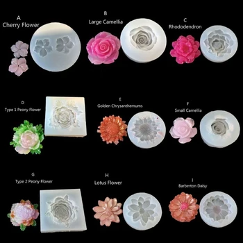 DIY Flor Moldes de Silicone Resina Camellia Peônia Margarida Flor de Lótus Jewlery Fazer