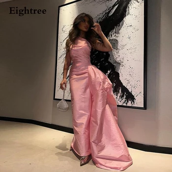 Eightree Cor-De-Rosa Sereia Vestidos De Noite Sem Alças Abendkleider Dubai Vintage Plissado Andar Vestido De Festa Comprimento Vestes De Soirée 2023 0