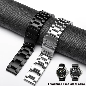 Engrossado multa de relógio de aço cinto adequado para Panerai PA111 Breitling Avenger Seiko lata de aço cinto masculino 24mm
