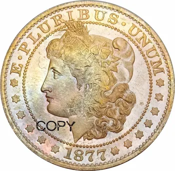 Estados unidos da América 1877 Morgan Meio Dólar Vermelho Cobre Cópia de Réplica Moedas